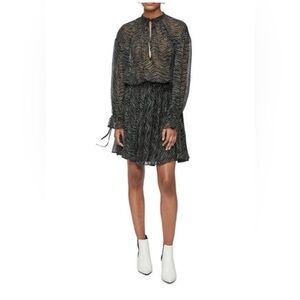 Anine Bing Black and Brown Zebra Print Dress